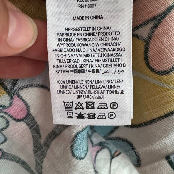 New Boden Flare Linen Floral Mini Dress Green White Back Button 3/4 Sleeve Sz 10 - Picture 12 of 14